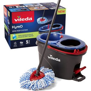 Vileda H2prO pedaaldraaisysteem, scheiding van schoon en vuil water, moeiteloos centrifugeren, microvezelreiniging, geen handcontact, ergonomisch ontwerp