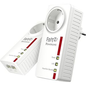 AVM Fritz!Powerline 1220E Set (1,200 MBit/S, 2x Gigabit-LAN Per Adapter, Ideaal Voor NAS-Toepassingen En HD-Streaming, Duitstalige Versie) Wit