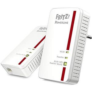 AVM FRITZ!Powerline 1240E/1000E WLAN-kit 1200 Mbit/s, draadloos toegangspunt, ideaal voor multimediastreaming of NAS-verbindingen, internationale versie) wit