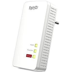 AVM FRITZ!Powerline 1260E single-adapter (1.200 Mbit/s, WLAN Access Point, ideaal voor mediastreaming of NAS-aansluitingen, Duitse versie) wit