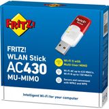 AVM - FRITZ!WLAN Stick AC 430 - WiFi Adapter - Zwart - MU-MIMO