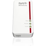 AVM FRITZ!Powerline 1260 Single-Adapter WIFI International Extension PLC, IEEE P1901, 1200 Mbps, geïntegreerde AC WLAN-basis, mesh, 1 gigabit, poort, 20002824, wit/rood