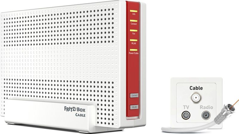 FRITZ!Box 6690 Cable | Router für einen Kabelanschluss (DOCSIS 3.1-Kabel-Modem, 4x4 Wi-Fi 6 (WLAN AX) mit 4.800 MBit/s (5 GHz) + 1.200 MBit/s (2,4 GHz), 1x 2,5-Gigabit-LAN-Anschluss, USB 3.0, DECT)
