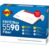 FRITZ!Box 5590 Fiber | Router für einen Glasfaseranschluss (Wi-Fi 6, bis 2.400 MBit/s (5 GHz) und 1.200 MBit/s (2,4 GHz), WLAN Mesh, DECT-Basis, 2,5-Gigabit-LAN-Port, geeignet für Deutschland)