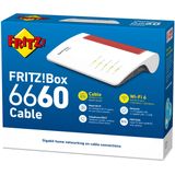 AVM FRITZ!Box 6660 Cable International - Kabel-Modemrouter, Wi-Fi 6 (WLAN AX) Mesh Master met to 3.000 Mbit/s (5 GHz +2,4 GHz), 2,5-Gigabit-LAN, VoIP telefooncentrale, DECT)