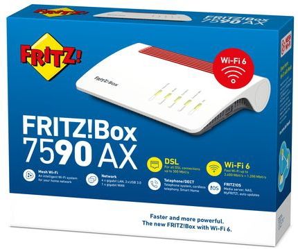 Fritz!Box - 7590 AX - Router - Wit - Wi-Fi 6 - DSL tot 300 Mbit/s