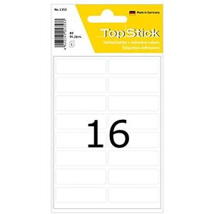 TopStick 1353 huishou etiketten klein (13 x 40 mm, 5 velles, papier, mat) zelfklevend, permanente klevende multifunctionele etiketten voor handschrift, 80 etiketten, wit