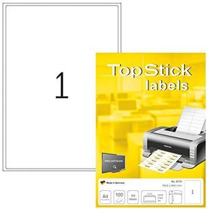 TopStick - Verpakking met 100 zelfklevende multifunctionele etiketten (199,6 x 289,1 mm) aanpasbaar en bedrukbaar, laser/inkjet-druk, (8772) wit