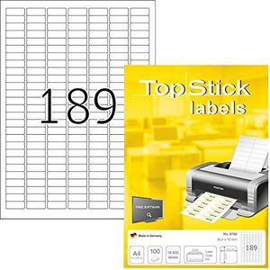 TopStick - Verpakking met 1890 zelfklevende multifunctionele etiketten (25,4 x 10 mm) aanpasbaar en bedrukbaar, laser/inkjet-druk, (8780)