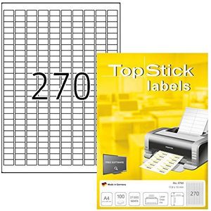 TopStick - Verpakking met 27000 multifunctionele etiketten (17,8 x 10 mm), personaliseerbaar en bedrukbaar, laser-/inkjetprint, (8790) wit