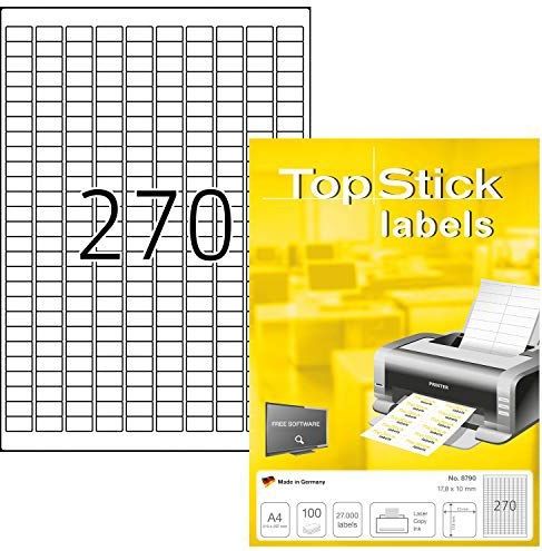 Universal-Etiketten Papier wei&#223; selbstklebend 17,8x10mm 100 Blatt=27000 Etiketten