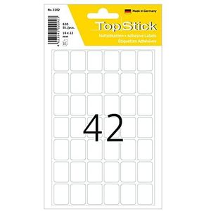 TopStick 2202 multifunctionele etiketten mini (16x22 mm, 150 vellen, papier, mat) zelfklevend, universeel permanent zelfklevend om met de hand te beschrijven, 6300 zelfklevende etiketten, wit