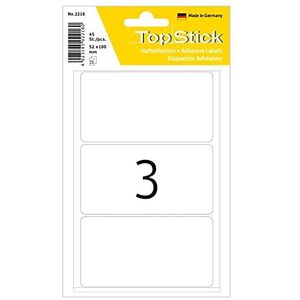 TopStick 2216 HuishoudLabels Groot, set van 10 (52 x 100 mm, 150 velle, papier, mat) zelfklevend, permanente klevende multifunctionele etiketten voor handschrift, 450 etiketten, wit