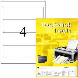 TopStick 8413 ordneretiketten DIN A4 (192 x 61 mm, 800 vellen, papier) zelfklevend, bedrukbaar, permanent klevend voor ordnerrukken, 3200 zelfklevende etiketten, wit