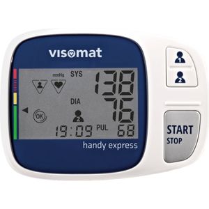 Visomat Handy Express Bloeddrukmeter pols - Aanbevolen door Hartstichting – Aritmie herkenning – Snelle metingen – Voorgevormd manchet 12,5 tot 21,5 cm - Klinisch gevalideerd - 5 Jaar garantie - Stoplichtfunctie