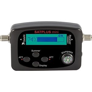Telestar Satplus 5401202 mini-satellietvinder met LCD-display, kompas, dempingsregeling, akoestisch signaal) zwart