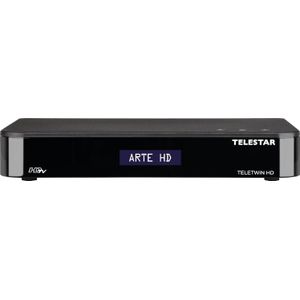 Telestar TELETWIN HD sw HDTV ontvanger Twin DVB-S2, SAT>IP, PVR, voorgeprogrammeerd (2x DVB-S2 (Twin), DVB-S2, DVB-S, Dubbele DVB-S2), TV-ontvanger, Zwart