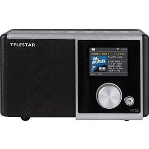 TELESTAR DIRA M 12i internetradio (mono, internet, wifi, PVR-opnamefunctie, AUX, kleurendisplay, mediaspeler, 15 watt, UPNP) zilver/zwart