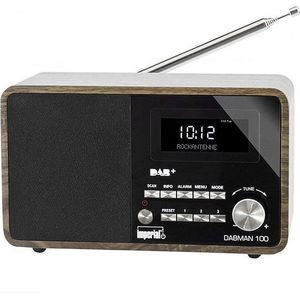 Imperial 22-220-00 DABMAN 100 digitale radio (houten behuizing, LCD-display, DAB+/FM, RDS, 3,5 mm jack) bruin