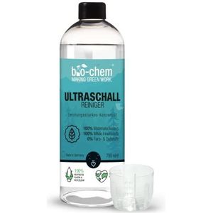 Bio-chem Bio ultrasone reiniger concentraat 750 ml incl. doseerbeker, geurvrij, alcoholvrij, reinigingsadditief voor ultrasone apparaten/ultrasonic-cleaner voor brillen, sieraden en nog veel meer.