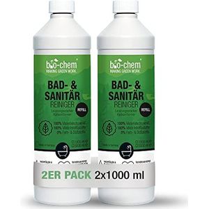 bio-chem badkamer- en sanitairreiniger | 2x 1000 ml navulfles | Biologische badkamerreiniger, kalkaanslagreiniger voor badkamer, douche, toilet, wastafel en nog veel meer