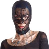 Bad Kitty –  Bondage Hoofd Masker met Speciaal Motief en Open Gelaat – Zwart