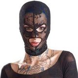 Bad Kitty –  Bondage Hoofd Masker met Speciaal Motief en Open Gelaat – Zwart