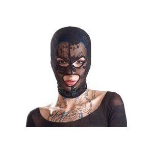 Bad Kitty –  Bondage Hoofd Masker met Speciaal Motief en Open Gelaat – Zwart