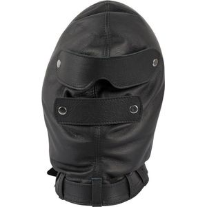 LateX – Latex Hoofdmasker in Strakke Anatomische Vorm met Montage Ring voor Mond – Zwart