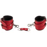 Harnas Set met Halsband en Handboeien - Rood