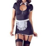 Dienstmädchen-Straps-Kleid mit Schürze zum Binden