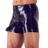 Pants aus Latex mit Penis-/Hodenhülle und „eingebautem“ Analkondom