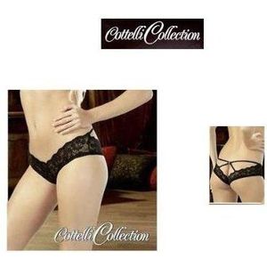 Delicate kanten hotpants/slip zwart - maat L.