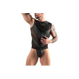 Kurzer Overall aus elastischem Powernet mit Mattlook-Einsätzen