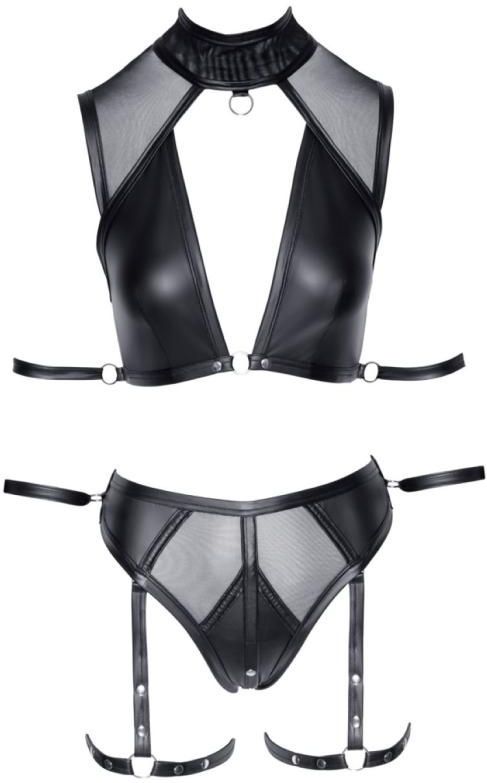 Cottelli Bondage - Beha set met netstof (zwart)
