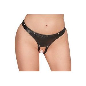 ZADO Leder String ouvert XL Zwart