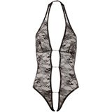 Abierta Fina – Sexy Halternek Body met Open Voorzijde voor  Avonturen – Maat S - Zwart