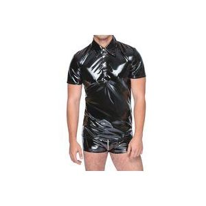 Vinyl Lak Wetlook Polo Shirt Mannen