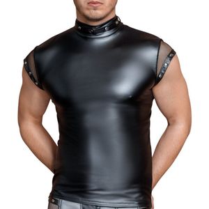 NEK Matte Wetlook Shirt met Netstof Elementen