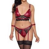 Bralette plus Straps-Slip im Mattlook mit Nieten