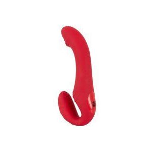 Triple Voorbind Vibrator Zonder Harnas - 3 Verschillende Motoren - 9 Vibratiestanden in 3 Snelheden - Draadloze Afstandsbediening en USB Oplaadbaar 20 cm