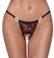 Riostring ouvert aus 2-farbiger Spitze mit Strassdetails