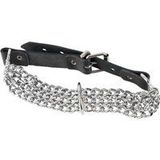 ZADO – Metalen Schakel Halsband en Lederen Riem Voor Onderdanigheid en Stijl - Zilver