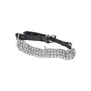 ZADO – Metalen Schakel Halsband en Lederen Riem Voor Onderdanigheid en Stijl - Zilver