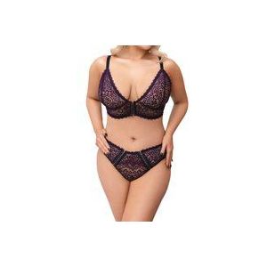 Cottelli Curves Plus Size - doorzichtige bh-set (paars) - 2XL