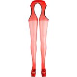 Cottelli Collection Stockings & Hosiery - Ouvert-panty voor haar, erotische panty voor spontane seks, verleidelijke kousen en jarretelkousen in één, rood