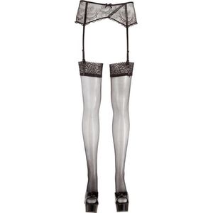 Cottelli Collection Stockings & Hosiery - erotische kousen met kanten afsluiting, verleidelijke jarretelkousen voor vrouwen, dessous, zwart