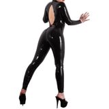 Latex Late X Catsuit - figuurbenadrukkende catsuit voor vrouwen, sexy overall van verleidelijk latex, erotisch eendelig voor de verleiding van de partner, zwart
