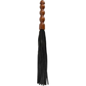 ZADO - Leren zweep met houten dildo handvat (zwart-bruin)
