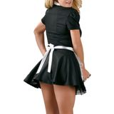 Cottelli Collection – Mini Jurk in Dienstmeisje Ontwerp voor de Ondeugende Avonden met Knoop Sluiting en Goede Pasvorm – Maat XL - Zwart